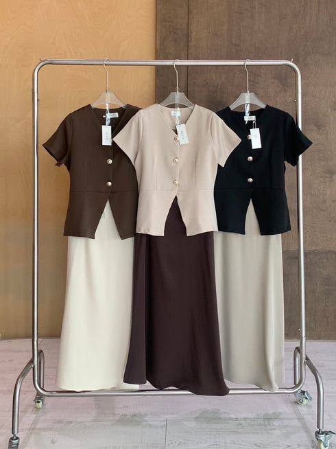 Elegant Women Button Down Blouse With Skirt Sets